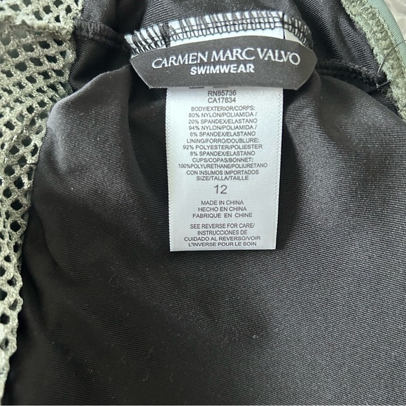 Carmen Marc Valvo Green One Piece Swimsuit SZ 12 - Picture 3 of 5